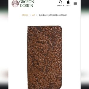 Oberon Design Oak leaves checkbook cover wallet